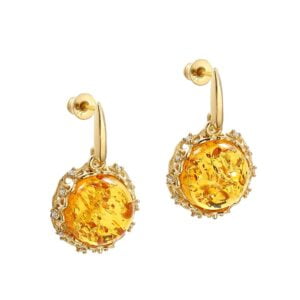 Amber earrings in a gold-plated frame