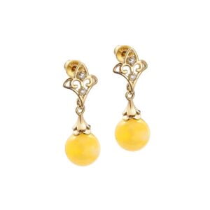 Amber earrings in a gold-plated frame