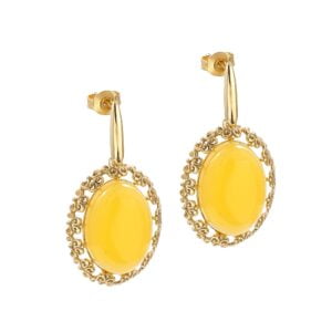 Amber earrings in a gold-plated frame