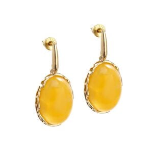 Amber earrings in a gold-plated frame