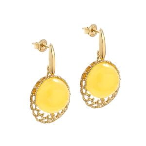 Amber earrings in a gold-plated frame