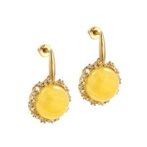 Amber earrings in a gold-plated frame