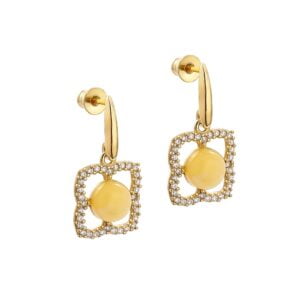 Amber earrings in a gold-plated frame