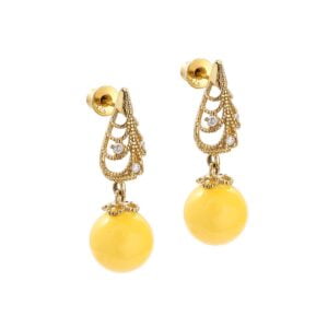 Amber earrings in a gold-plated frame