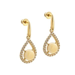 Amber earrings in a gold-plated frame