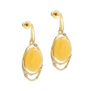 Amber earrings in a gold-plated frame