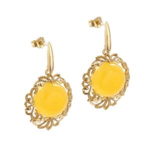 Amber earrings in a gold-plated frame