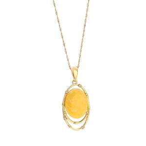 Amber pendant in a gold-plated frame