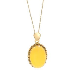 Amber pendant in a gold-plated frame